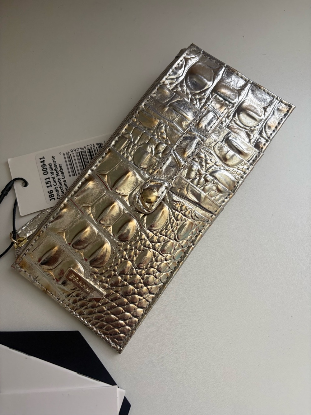 NWT Brahmin Macchiato Melbourne Silver Credit Card Wallet - Picture 2 of 13